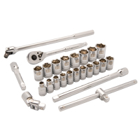 Dynamic Tools D018009 Metric Socket Set, 25 Pcs, 1/2" Drive Size
