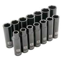 Dynamic Tools D018022 Jeu de douilles m&eacute;triques, 14 Mcx, Chocs, Prise de 1/2", Profond