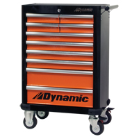 Roller Tool Cabinet, 10 Drawers, 28" W x 18" D x 43-1/4" H, Black/Orange  NJH977 | TENAQUIP