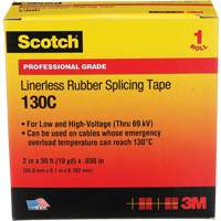 3M 130C-2X30 Scotch&reg; Professional Grade Linerless Rubber Splicing Tape, 50.8 mm (2") W x 9 m (30') L, 30 mils, Black