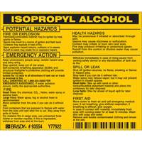 Étiquette pour l'alcool isopropylique, Vinyle, Feuille, 4-1/2" lo x 3-1/2" la  NKA632 | TENAQUIP