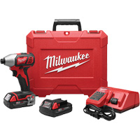 Milwaukee 2656-22CT M18 Cordless Hex Impact Driver Kit, 1/4", 1500 in-lbs Max. Torque, 18 V, Lithium-Ion