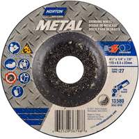 Norton 66252836796 Depressed Centre Wheel, 4-1/2" x 1/4", 7/8" Arbor, Aluminum Oxide, Type 27