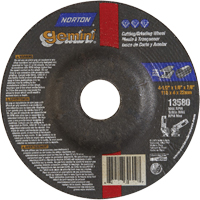 Norton 66252843591 Meules &agrave; moyeu d&eacute;port&eacute; Gemini, 4-1/2" x 1/8", Arbre de 7/8", Type 27, Oxyde d'aluminium, 13580 Tr/min