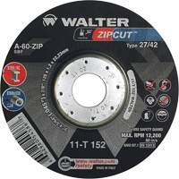 Walter Surface Technologies 11T152 Zipcut Right Angle Grinder Reinforced Cut-Off Wheels, 5" x 3/64", 7/8" Arbor, Type 27, Aluminum Oxide, 12200 RPM