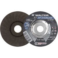 Walter Technologies Pour Surface 11F152 Meules &agrave; tronçonner renforc&eacute;es Zip en acier inoxydable pour scies circulaires, 5" x 3/64", Arbre de 7/8", Type 27, Oxyde d'aluminium, 12 200 Tr/min