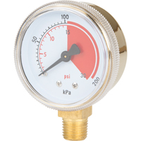 Weld-Mate NT623 Brass Gauge, 2-1/2" , 30 psi, Bottom Mount, Analogue