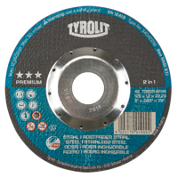Tyrolit 34042239 Premium 2 in 1 Thincut Cut-Off Wheel, 5" x 0.045", 7/8" Arbor, Type 27, Aluminum Oxide, 12250 RPM