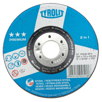 Tyrolit 5313 Premium 2-in-1 Grinding Wheel, 5" x 9/32", 7/8" Arbor, Type 27
