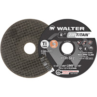 Walter Technologies Pour Surface 11H042 Meule &agrave; tronçonner ZIP Titan, 4-1/2" x 3/64", Arbre de 7/8", Type 1, Carbure de silicium, 13 300 Tr/min