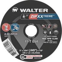 Walter Surface Technologies 11T054 ZIP XXTREME Cutting Wheel, 5" x 3/64", 7/8" Arbor, Type 1, Aluminum Oxide, 12200 RPM