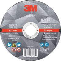 3M AB87467 Meule &agrave; tronçonner Silver, 5" x 0,045", Arbre de 7/8", Type 1, C&eacute;ramique, 12250 Tr/min