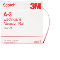 3M AB11560 Scotch&reg; A-3 Electrician's Abrasive Roll, Aluminum Oxide, 1" W x 75' L, 120 Grit