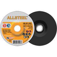 Walter Technologies Pour Surface 08W450 Meule ALLSTEEL, 4-1/2" x 1/4", Arbre 7/8", Oxyde d'aluminium, Type 27