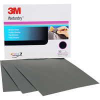 3M 2037 Feuille abrasive Wetordry, 9" x 11", Grain P500, Oxyde d'aluminium