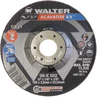 Walter Surface Technologies 08X502 Xcavator XX Grinding Wheel, 5" x 1/8", 7/8" Arbor, Ceramic, Type 27