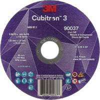 3M 7100304007 Cubitron 3 Cut-Off Wheel, 5" x 0.045", 7/8" Arbor, Type 1, Ceramic, 12250 RPM