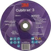 3M AB13199 Meule &agrave; couper & tronçonner Cubitron 3, 9" x 5/32", Arbre de 7/8", Type T27, Grain de 36+, C&eacute;ramique