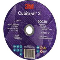 3M 7100313189 Cubitron 3 Cut-Off Wheel, 7" x 0.09", 7/8" Arbor, Type T27, Ceramic, 8500 RPM