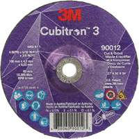 3M AB05152 Cubitron 3 Cut and Grind Wheel, 4" x 5/32", 3/8" Arbor, Type 27, 36 Grit, Ceramic
