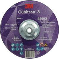 3M AB13197 Meule &agrave; rectifier et &agrave; tronçonner Cubitron 3, 9" x 1/8", Arbre de 5/8"-11, Type 27, Grain de 36, C&eacute;ramique