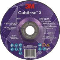 3M AB13586 Cubitron 3 Cut and Grind Wheel, 6" x 1/8", 7/8" Arbor, Type 27, 36 Grit, Ceramic
