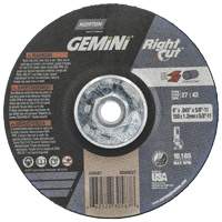 Norton 66252830587 Gemini RightCut Right Angle Cut-Off Wheel, 6" x 0.045", 5/8"-11 Arbor, Type 27/42, Aluminum Oxide, 10185 RPM
