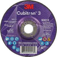 3M AB05443 Meule &agrave; tronçonner Cubitron 3, 4" x 39/250", Arbre de 5/8", Type 27, Grain de 36, C&eacute;ramique
