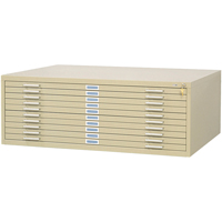 Safco 4986TS Steel Plan Files, 10 Drawers, 46-3/8" W x 35-3/8" D x 16-1/2" H