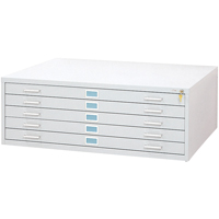 Safco 4996WHR Steel Plan Files-5 Drawer, 5 Drawers, 46-3/8" W x 35-3/8" D x 16-1/2" H