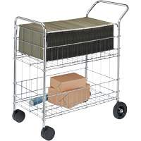 Fellowes 301945 Chariots &agrave; courrier en fil m&eacute;tallique, 200 lb Capacit&eacute;, Chrome, 19" p x 30" la x 39-1/4" h, Chrom&eacute;