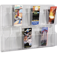 Safco 5604CL Literature Displays, Wall Mount, 12 Slots, Plastic, 30" W x 2" D x 20-3/8" H
