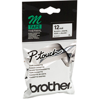 Brother MK231 Label Tape, 12 mm x 26-1/4', Black on White