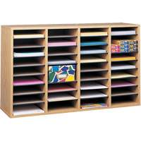 Safco 9424MO Adjustable Compartment Literature Organizer, Stationary, 36 Slots, Wood, 39-1/4" W x 11-3/4" D x 24" H