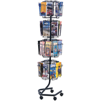 Safco 4128CH Literature Display Racks - Rotary Floor Displays, Rotating, 32 Slots, Wire Mesh, 15" W x 15" D x 60" H