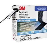 3M MP3541/42-1X4.9 Attache refermable Dual Lock, Auto-appariement, 4,9 vg x 1", Adh&eacute;sif, Noir