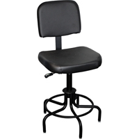 6000 Series Stool with Back, Stationary, Adjustable, 26" - 31", Vinyl Seat, Black  OJ973 | TENAQUIP