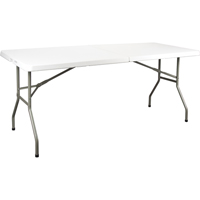 Table se pliant en deux, Rectangulaire, 72" l x 30" la, Polyéthylène, Blanc ON601 | TENAQUIP