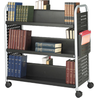 Safco 5335BL Scoot Book Carts, 200 lbs. Capacity, Black, 17-3/4" D x 41-1/4" L x 41-1/4" H, Steel
