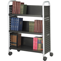Safco 5336BL Scoot Book Carts, 200 lbs. Capacity, Black, 14-1/4" D x 33" L x 44-1/4" H, Steel