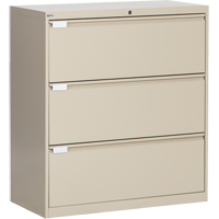 Lateral Filing Cabinet, Steel, 3 Drawers, 36" W x 18" D x 40-1/16" H, Beige  OP217 | TENAQUIP