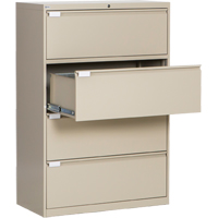 Perfix Inc. 2041-3333-36-9393 Lateral Filing Cabinet, Steel, 4 Drawers, 36" W x 18" D x 53-3/8" H, Beige