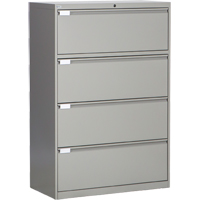 Perfix Inc. 2041-3333-36-9363 Lateral Filing Cabinet, Steel, 4 Drawers, 36" W x 18" D x 53-3/8" H, Grey