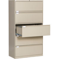 Perfix Inc. 2051-13333-36-9393 Lateral Filing Cabinet, Steel, 5 Drawers, 36" W x 18" D x 65-1/2" H, Beige