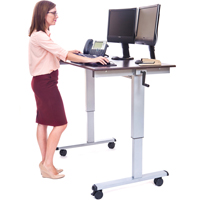 Adjustable Stand-Up Workstations, Stand-Alone Desk, 48-1/2" H x 48" W x 32-1/2" D, Walnut  OP282 | TENAQUIP