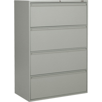 Lateral Cabinet, Steel, 4 Drawers, 36" W x 19-1/4" D x 52-6/100" H, Grey  OP322 | TENAQUIP