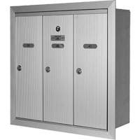 Single Deck Recessed Mailboxes, Wall -Mounted, 16" x 5-1/2", 3 Doors, Aluminum  OP340 | TENAQUIP