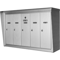 Canadian Mailbox Company NS301-ALUMINUM-4 Boîtes aux lettres plateforme unique, Fixation Mural, 16" x 5-1/2", 4 portes, Aluminium