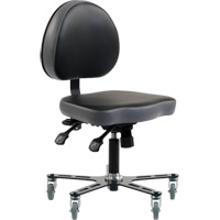 Synetik 508-00013 SF180 Multi-Tilt Ergonomic Chair, Mobile, Adjustable, Vinyl Seat, Black/Grey