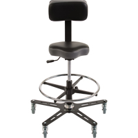 TF150™ Industrial Grade Ergonomic Chair, Mobile, Adjustable, 20-1/2" - 28-1/2", Vinyl Seat, Black/Grey OP502 | TENAQUIP